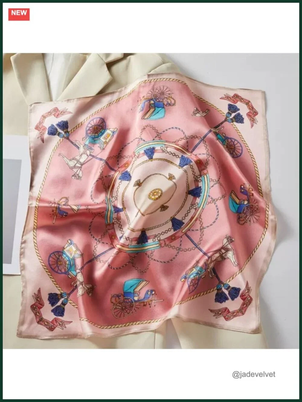 100% Pure Mulberry Silk Small Square Scarf - 21x21 Digital Printed Neckerchief